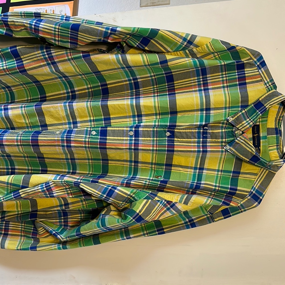 Ralph Lauren Yellow and Blue Casual Button Down Shirt